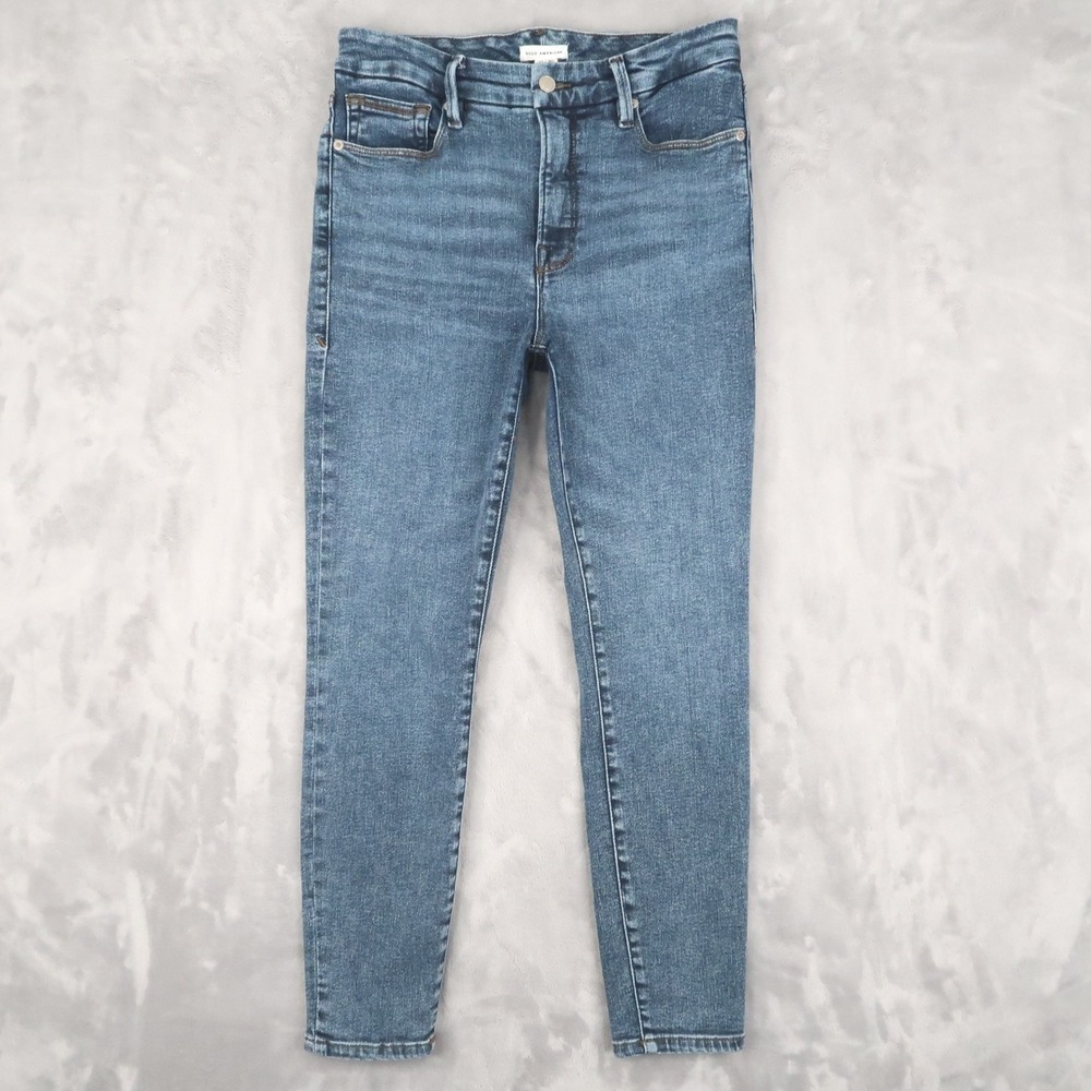 Good American Jeans Womens 10/30 Fit 29x27 Blue Skinny High Rise Stretch GLC900T
